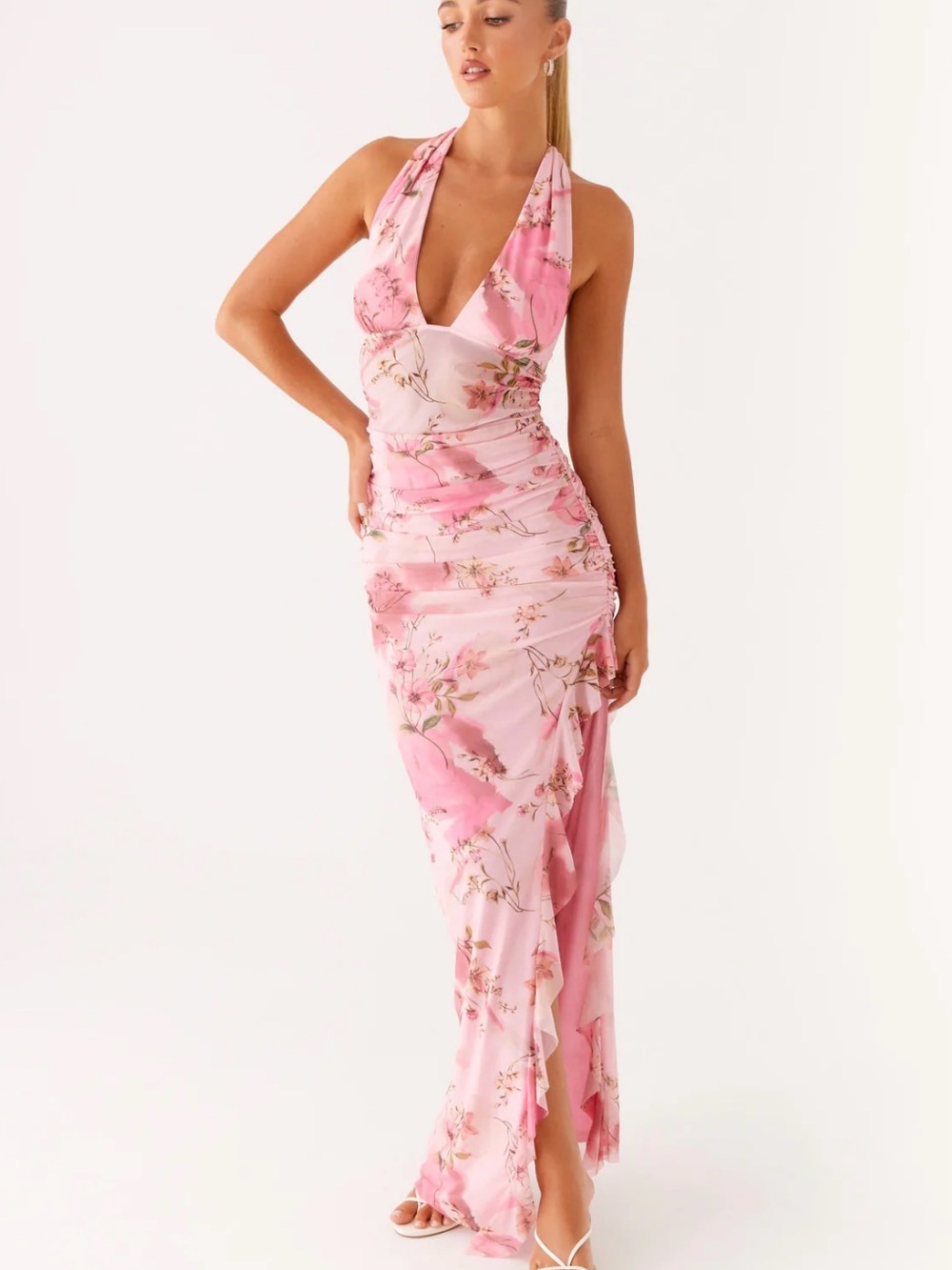 Micca Halter Maxi Dress NWT
Open Back Maxi Dress in Pink Floral Print